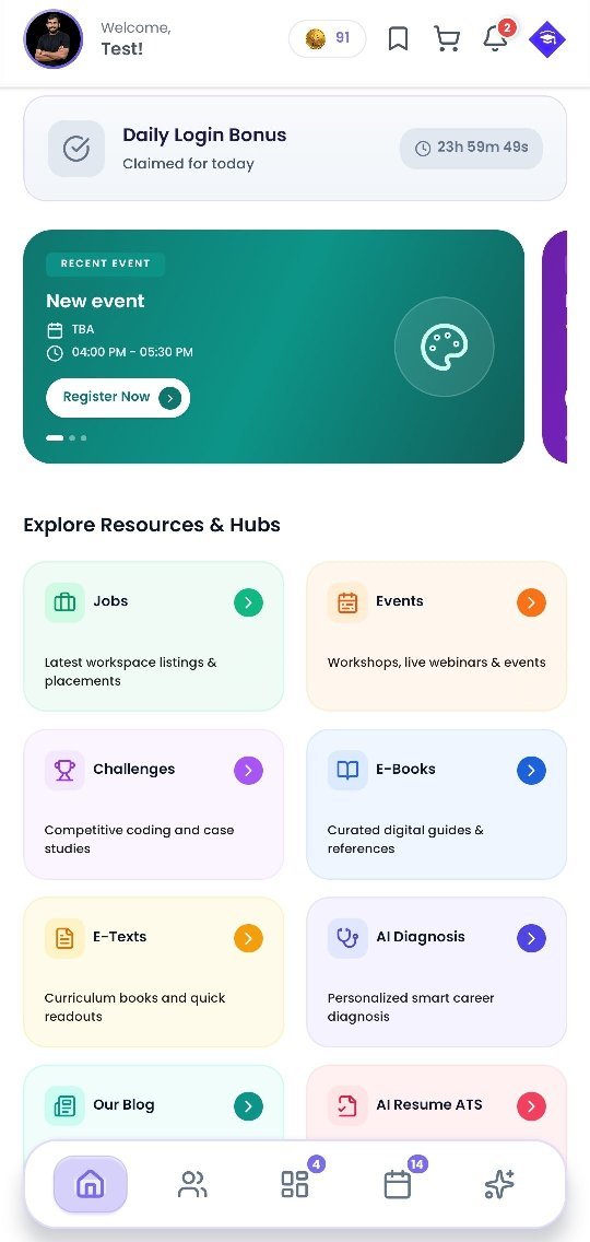 Intern Stump app home screen
